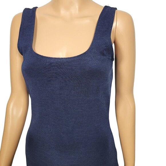 J. Crew Vintage Y2K Women's Navy Blue Midi Length Slit Sleeveless Dress Size 4 - Picture 3 of 10